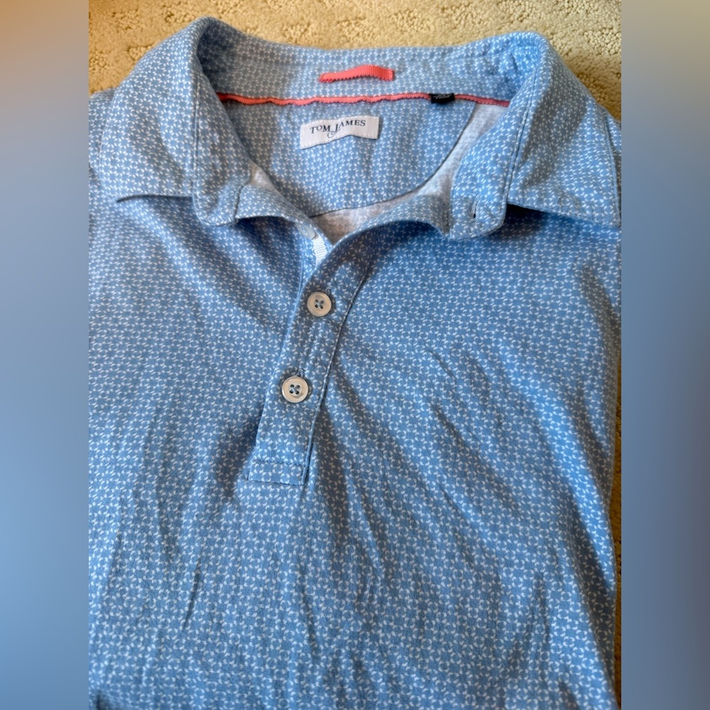 Tom James Blue Patterned Polo Shirt